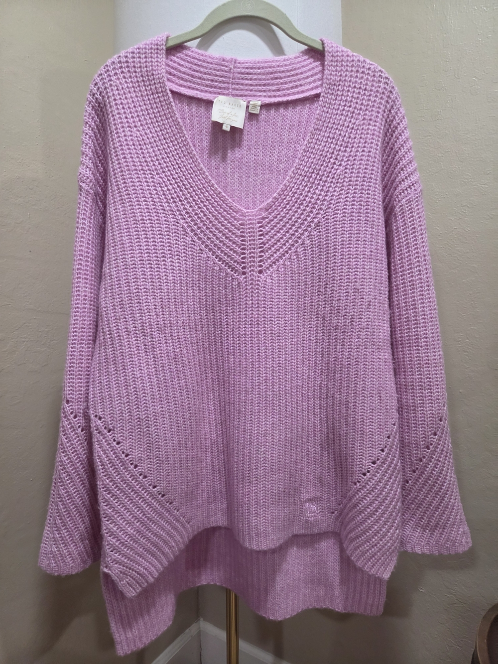 Ted Baker London Pink Wool Blend Oversize Sweater
